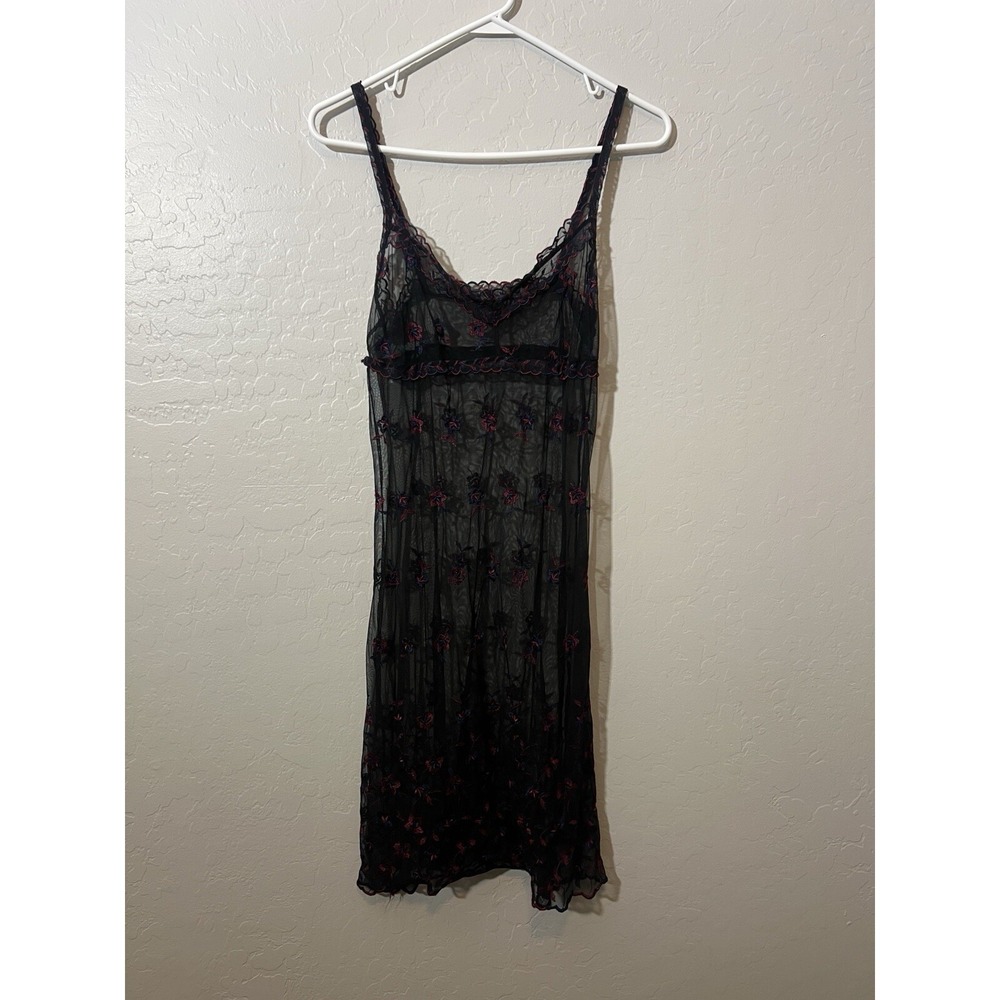 Only Hearts NYC Helena Stuart SEARLE Slip M Chemise Embroidered Black Red Sheer